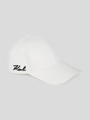 Karl Lagerfeld czapka z daszkiem bawełniana kolor biały gładka A3W33018