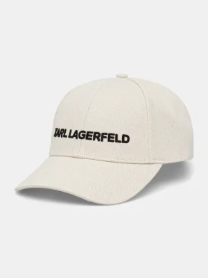 Karl Lagerfeld czapka z daszkiem bawełniana kolor biały z aplikacją A1W33071