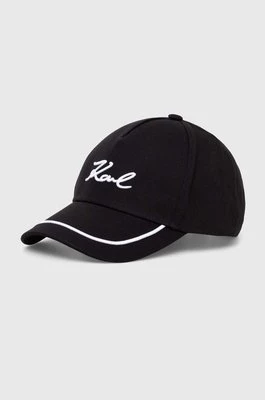 Karl Lagerfeld czapka z daszkiem bawełniana kolor czarny z aplikacją 245W3408