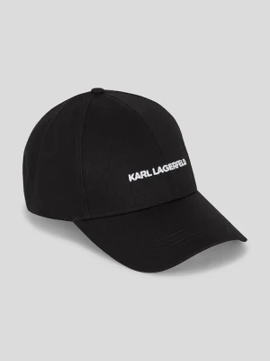 Karl Lagerfeld czapka z daszkiem bawełniana kolor czarny z aplikacją A3W33023