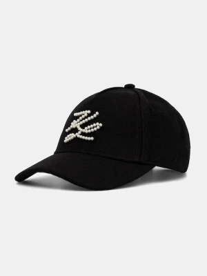 Karl Lagerfeld czapka z daszkiem damska z dodatkiem wełny K/AUTOGRAPH