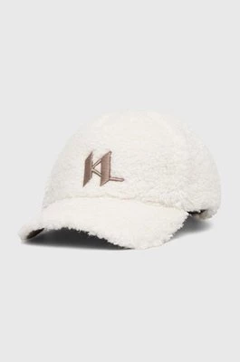 Karl Lagerfeld czapka z daszkiem kolor biały z aplikacją