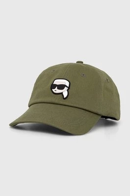 Karl Lagerfeld czapka z daszkiem kolor zielony z aplikacją