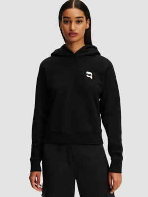 KARL LAGERFELD Czarna bluza damska z kapturem Ikonik 2.0, Rozmiar XS