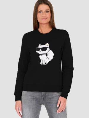 KARL LAGERFELD Czarna damska bluza Ikonik 2.0 Choupette Sweat, Rozmiar M