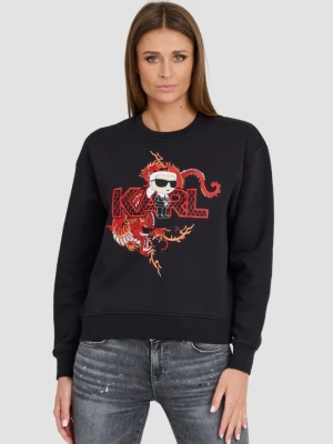 Zdjęcie produktu KARL LAGERFELD Czarna damska bluza ikonik lny, Rozmiar XS
