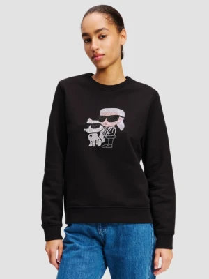 KARL LAGERFELD Czarna damska bluza z cyrkoniami Ikon Rs Duo, Rozmiar XL