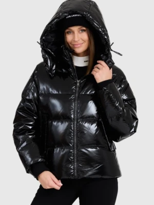 KARL LAGERFELD Czarna damska kurtka Hooded Down Jacket, Rozmiar S