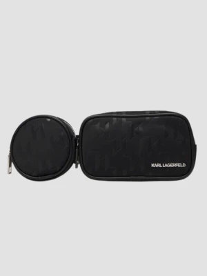 KARL LAGERFELD Czarna męska nerka podwójna z monogramem