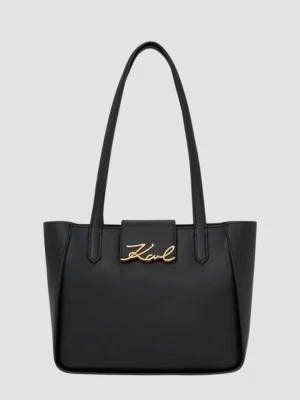 KARL LAGERFELD Czarna shopperka ze złotym logo Signature