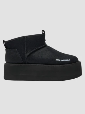KARL LAGERFELD Czarne botki zamszowe THERMO Lo Slip On Boot, Rozmiar 40