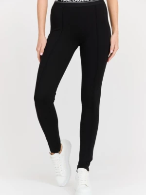 KARL LAGERFELD Czarne damskie legginsy Logo Elastic Punto Leggings