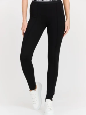 KARL LAGERFELD Czarne damskie legginsy Logo Elastic Punto Leggings, Rozmiar L