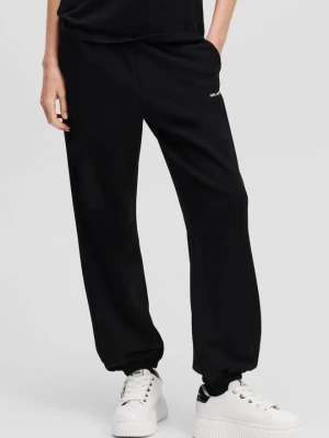 KARL LAGERFELD Czarne damskie spodnie dresowe Ikon Peak-a-Boo, Rozmiar M