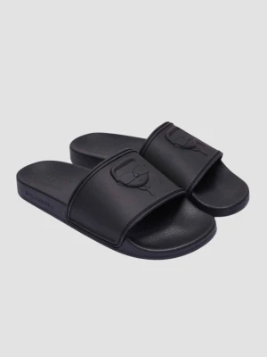 KARL LAGERFELD Czarne męskie klapki KONDO Karl NFT Relief, Rozmiar 42