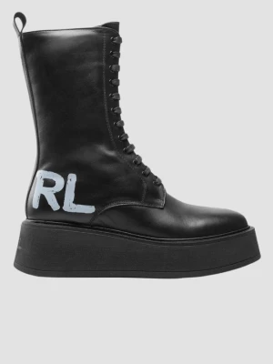 KARL LAGERFELD Czarne skórzane botki ZEPHYR, Rozmiar 38