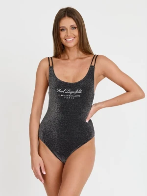 KARL LAGERFELD Czarny damski jednoczęściowy strój kąpielowy Hotel Karl Lurex, Rozmiar S