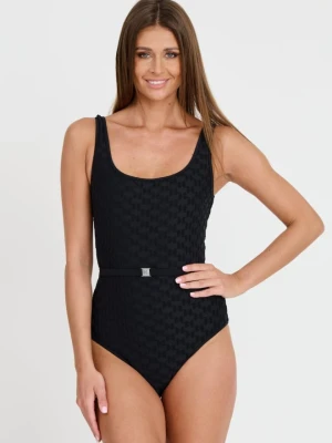 KARL LAGERFELD Czarny damski jednoczęściowy strój kąpielowy Kl Monogram Swimsuit, Rozmiar S