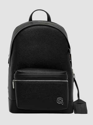 KARL LAGERFELD Czarny plecak męski ze skóry ekologicznej Ikon