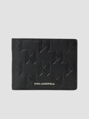 KARL LAGERFELD Czarny portfel skórzany Loom Bifold