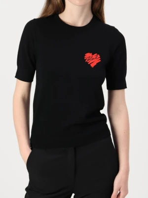 KARL LAGERFELD Czarny sweter damski Hearts Knit Top, Rozmiar XS