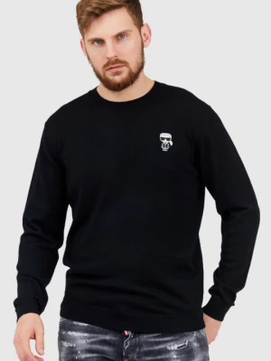 KARL LAGERFELD Czarny sweter męski z wełny merino