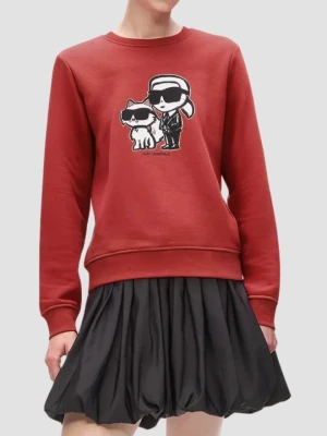 KARL LAGERFELD Czerwona damska bluza Ikon Sketch Duo, Rozmiar M