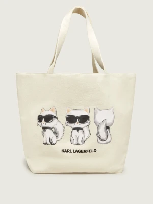 Karl Lagerfeld Dwustronna shopperka Ikon ecru
