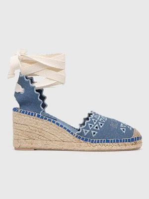 Karl Lagerfeld espadryle KAMINI MID damskie kolor niebieski na koturnie KL32206