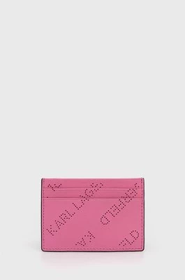 Karl Lagerfeld etui na karty damski kolor różowy