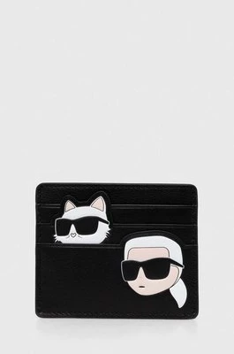 Karl Lagerfeld etui na karty skórzane kolor czarny 245W3216