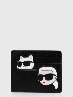 Karl Lagerfeld etui na karty skórzane kolor czarny 245W3216