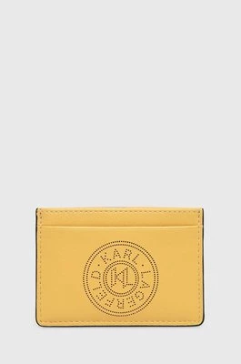 Karl Lagerfeld etui na karty skórzane kolor żółty 245W3227