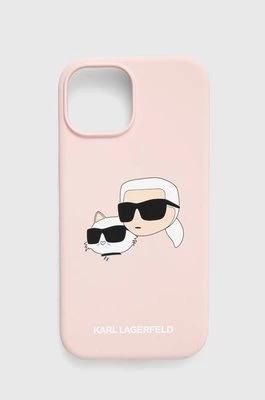 Karl Lagerfeld etui na telefon iPhone 15 / 14 / 13 6.1 kolor różowy KLHMP15SSKCHPPLP