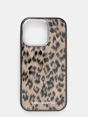 Karl Lagerfeld etui na telefon iPhone 16 Pro kolor brązowy KLHMP16LHDLEOICW