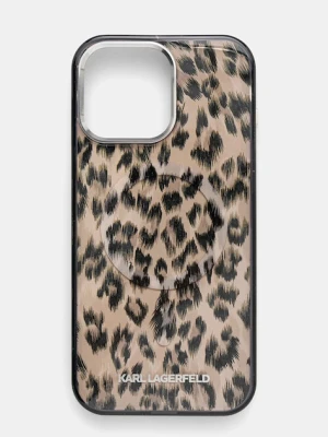 Karl Lagerfeld etui na telefon iPhone 16 Pro Max kolor brązowy KLHMP16XHDLEOICW