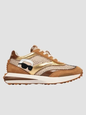 KARL LAGERFELD Jasnobrązowe damskie sneakersy z cyrkoniami ZONE NFT GEMSTONE, Rozmiar 40 Brązowy