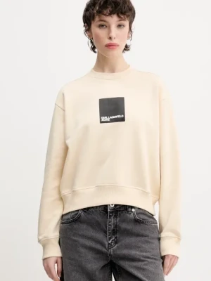 Karl Lagerfeld Jeans bluza bawełniana damska kolor beżowy z nadrukiem A1W20006