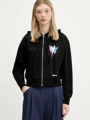 Zdjęcie produktu Karl Lagerfeld Jeans bluza bawełniana damska kolor czarny z kapturem z nadrukiem A3W20041