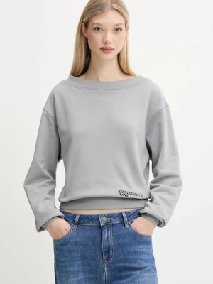 Karl Lagerfeld Jeans bluza bawełniana damska kolor szary gładka A3W20039
