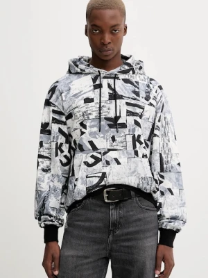 Karl Lagerfeld Jeans bluza bawełniana męska kolor biały z kapturem wzorzysta A4M20023