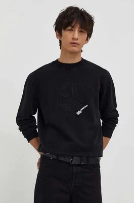 Karl Lagerfeld Jeans bluza bawełniana męska kolor czarny z aplikacją