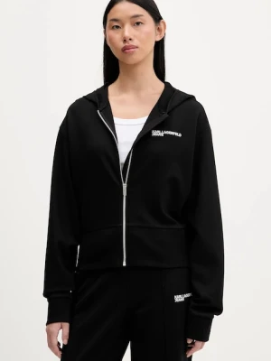 Karl Lagerfeld Jeans bluza damska kolor czarny z kapturem gładka B1W20062