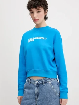 Karl Lagerfeld Jeans bluza damska kolor niebieski z nadrukiem A1W20005