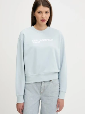 Karl Lagerfeld Jeans bluza damska kolor niebieski z nadrukiem A1W20005