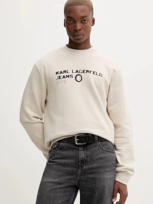 Karl Lagerfeld Jeans bluza męska kolor beżowy z nadrukiem A4M20019