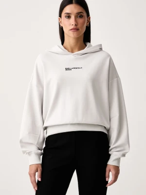 Karl Lagerfeld Jeans bluza z kapturem damska z bawełną szary