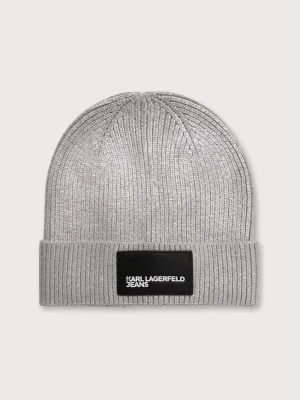 Karl Lagerfeld Jeans czapka beanie damska srebrny