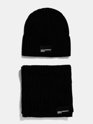 Karl Lagerfeld Jeans czapka i szalik z domieszką wełny