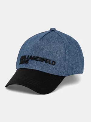 Karl Lagerfeld Jeans czapka z daszkiem bawełniana kolor niebieski gładka A3M33098